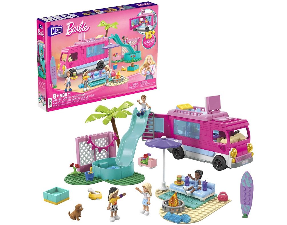 Klocki plastikowe MEGA Barbie Przygodowy Wymarzony Kamper HPN80 mega mega bloks mega construx budowanie konstruowanie składanie konstrukcja zabawka konstrukcyjna zabawka do zbudowania zestaw konstruktorski zabawka konstruktorska zabawki konstruktorskie dla dzieci kolekcja