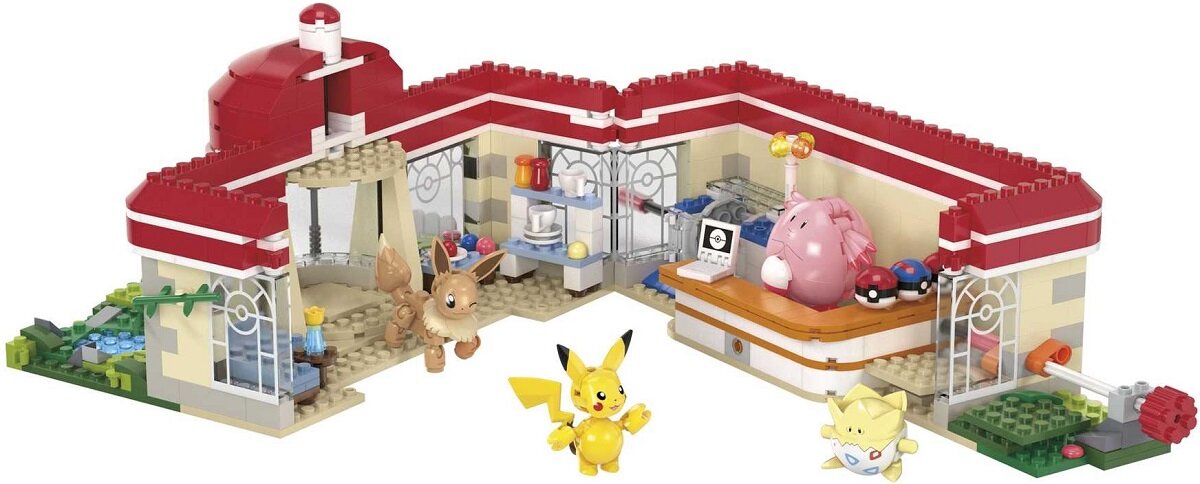 Klocki plastikowe MEGA Pokemon Leśne centrum Pokemonów HNT93 mega blox blocks construx pikachu zabawka prezent urodzinowy pomysł na prezent dziecko w wieku 5 6 7 8 9 10 11 12 lat chłopiec dziewczynka dzieci dziecko starsze dziecko kolekcjonerski do zbudowania konstrukcyjny wystawianie kolekcjonowanie gra wideo klocki konstruowanie budowanie zestaw konstrukcyjny kolekcjonerzy dorośli czerwony fioletowy gra granie akcesoria do układania Pikachu Chansey Eevee Togepi