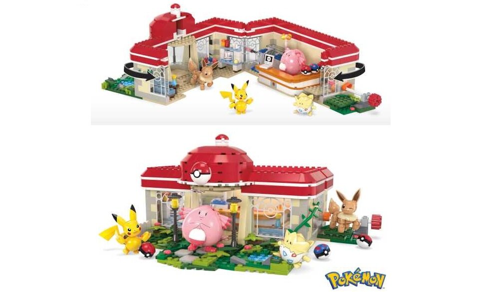 Klocki plastikowe MEGA Pokemon Leśne centrum Pokemonów HNT93 mega blox blocks construx pikachu zabawka prezent urodzinowy pomysł na prezent dziecko w wieku 5 6 7 8 9 10 11 12 lat chłopiec dziewczynka dzieci dziecko starsze dziecko kolekcjonerski do zbudowania konstrukcyjny wystawianie kolekcjonowanie gra wideo klocki konstruowanie budowanie zestaw konstrukcyjny kolekcjonerzy dorośli czerwony fioletowy gra granie akcesoria do układania Pikachu Chansey Eevee Togepi