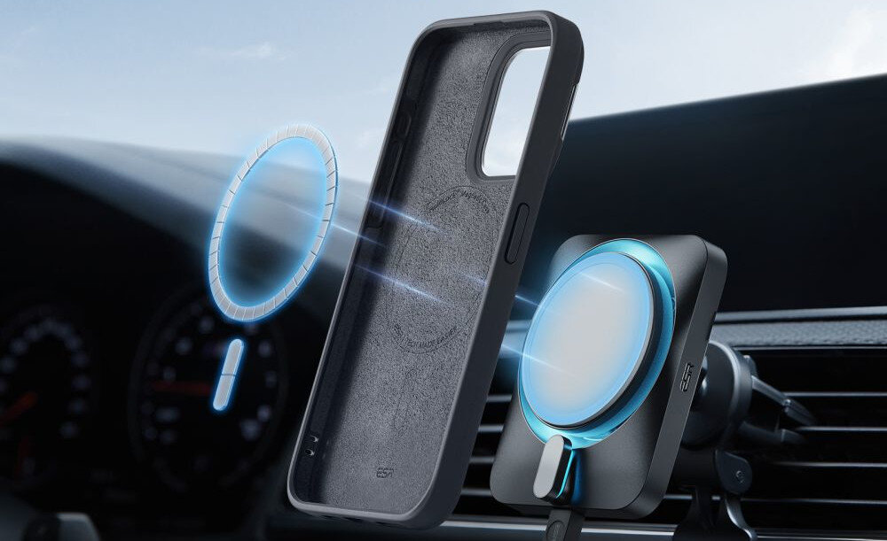 Etui ESR Cloud Kickstand HaloLock MagSafe do Apple iPhone 15 Pro Max Czarny akcesoria magnetyczne MagSafe obsługa uchwyty ładowarki