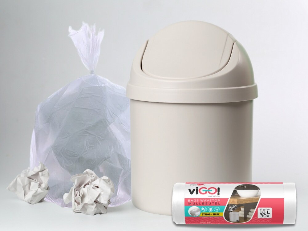 viGO! Standard Worki HD proste białe 18L 30 sztuk z folii HDPE, prosta forma, oszczędność czasu