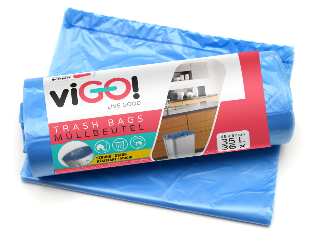 7711447 - viGO! Worki HD niebieski 35L 36szt forma bez systemu zamywania, szybkie i proste korzystanie, solidny i ekonomiczny