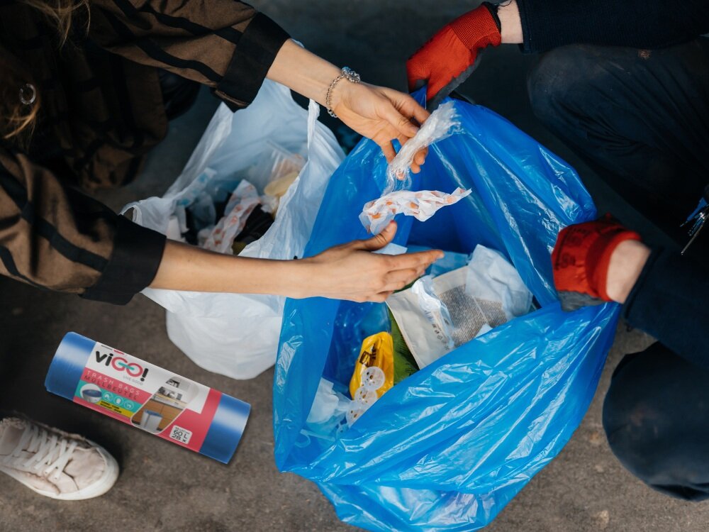 7711687 - viGO! Worki HD niebieskie 60L 28szt klasyczna forma, bez systemu zamykania, szybkie i proste korzystanie