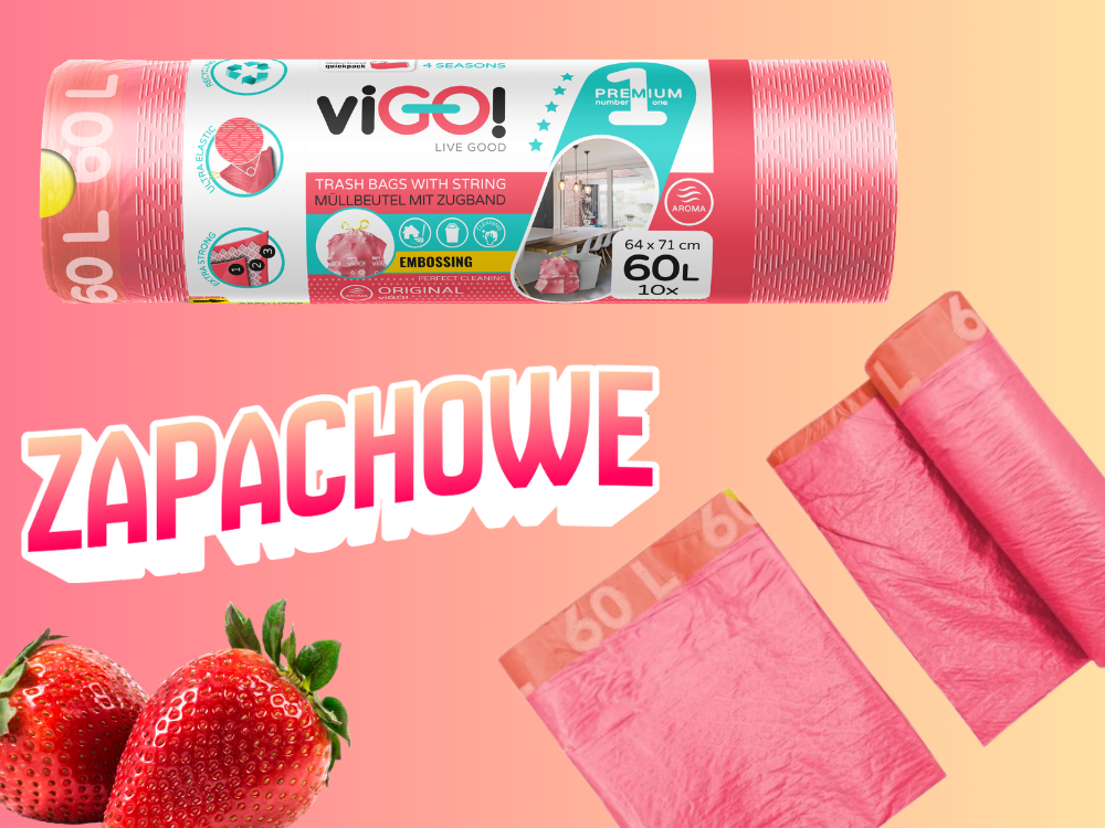 7722366 - Worki na śmieci VIGO 120L 8 sztuk Czerwony worki zapachowe, wytrzymałość, wygoda