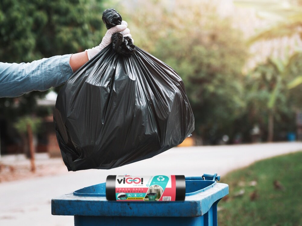 viGO! Worki LD czarne 120L 10szt skuteczne maskowanie zawartości worka, poprawa estetyki, odporność na rozerwanie