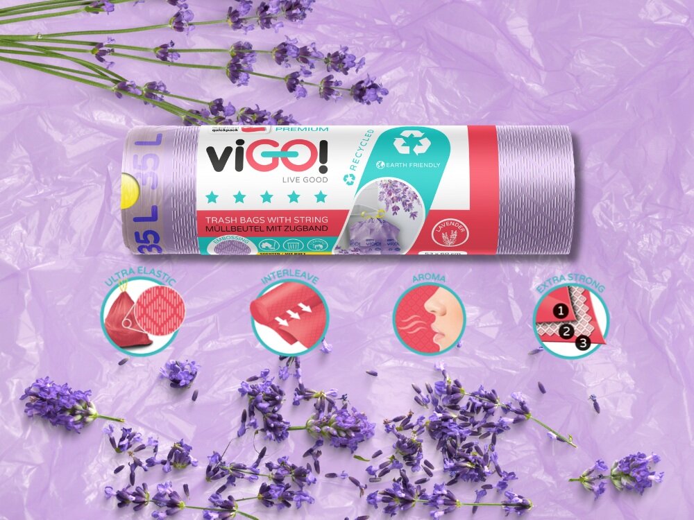 Worki na śmieci VIGO 60L 8 sztuk Fioletowy