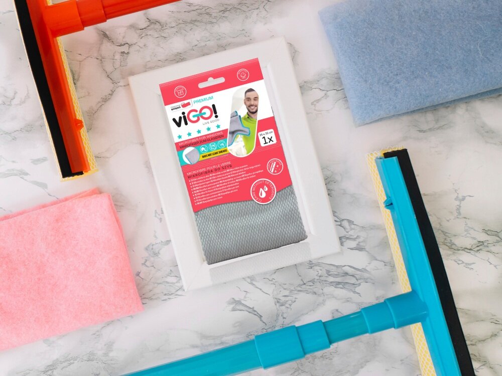 viGO! PREMIUM Ściereczka z mikrofibry do szyb i luster 1 szt. usuwanie zabrudzeń, skuteczne czyszczenie, szybkie czyszczenie