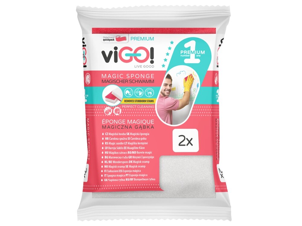 Magiczna gąbka VIGO Premium No.1 2 sztuki bez szybkiego zużycia, dłuższe zachowanie kształtu, równomierne zużycie