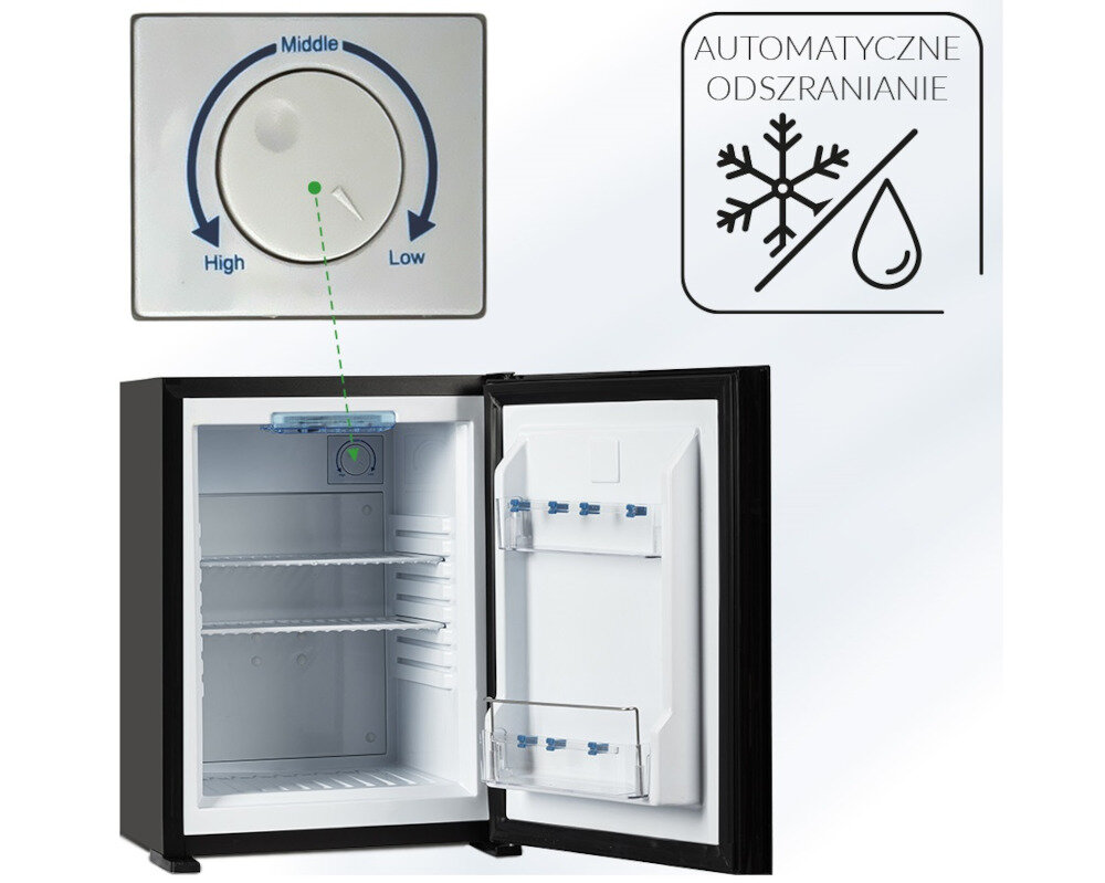 Lodówka MPM-30-MBS-06L 53cm Czarna termostat regulacja temperatury automatyczne rozmrażanie