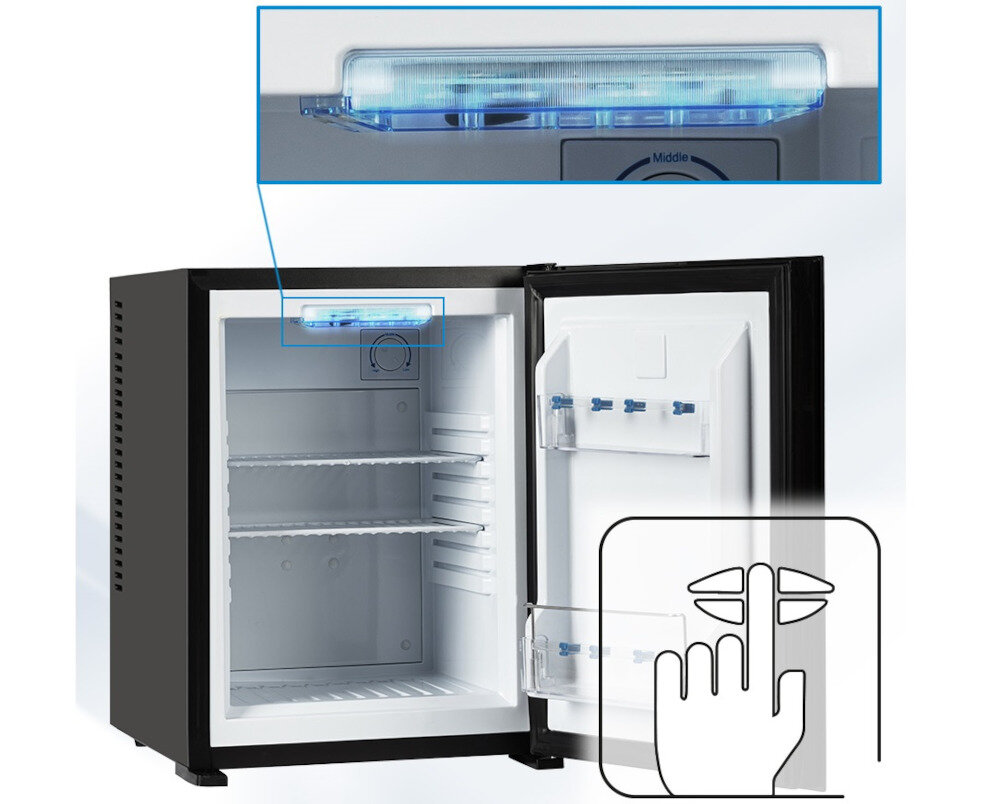 Lodówka MPM-30-MBS-06L 53cm Czarna Oświetlenie wewnątrz Cicha praca