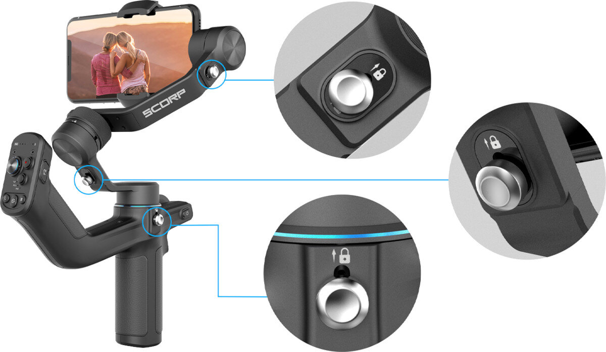 Gimbal ręczny FEIYUTECH Scorp mini P Czarny składanie blokady przełączniki statyw