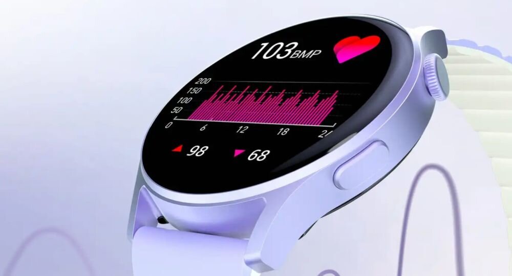 Smartwatch KIESLECT Lora 2 ekran bateria czujniki zdrowie sport pasek ładowanie pojemność rozdzielczość łączność sterowanie krew puls rozmowy smartfon aplikacja