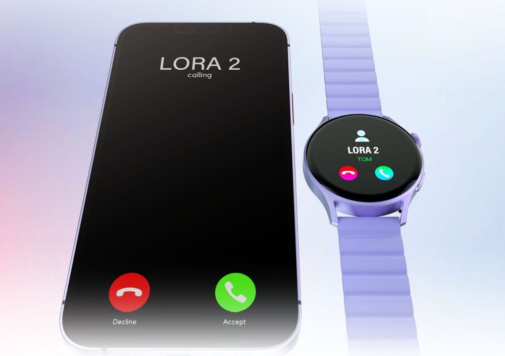 Smartwatch KIESLECT Lora 2 ekran bateria czujniki zdrowie sport pasek ładowanie pojemność rozdzielczość łączność sterowanie krew puls rozmowy smartfon aplikacja
