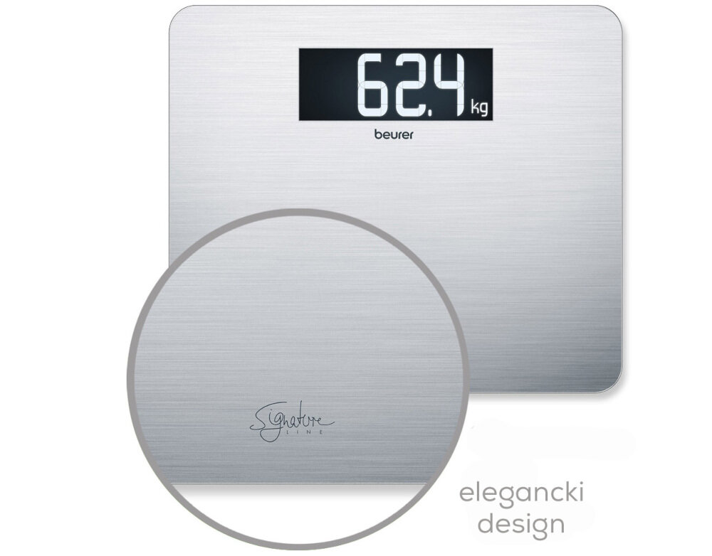 Waga BEURER GS 405 Signature Line Stalowy Estetyka funkcjonalność precyzyjny sensor powłoka łatwe czyszczenie