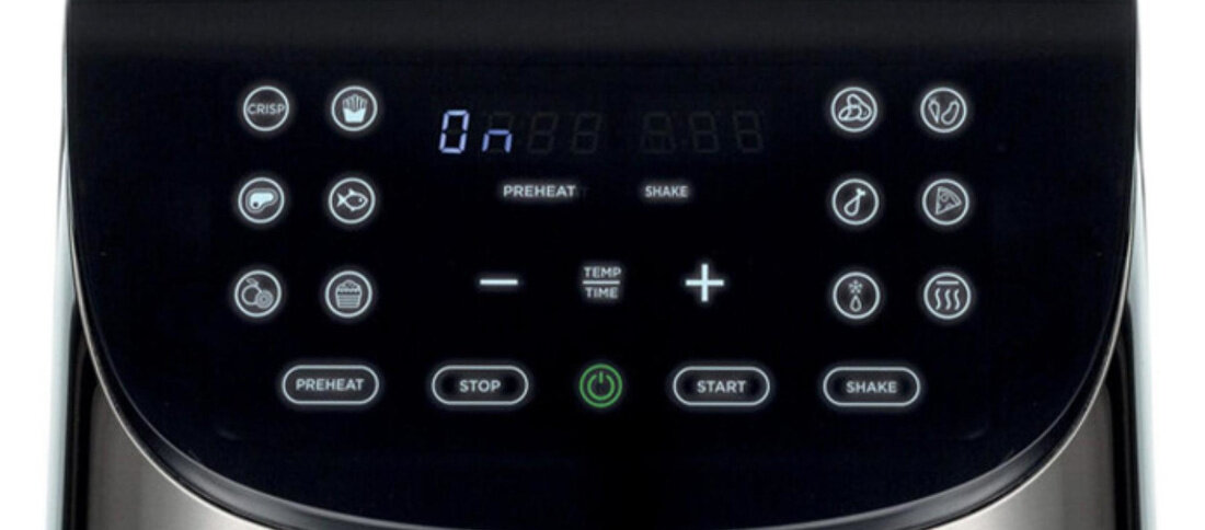 Frytkownica beztłuszczowa ARIETE 4628/00 Air Fryer 7 Stalowy dotykowy panel LED precyzyjne ustawienia precyzja temperatura zakres czas smażenie parametry dania 11 gotowych programów