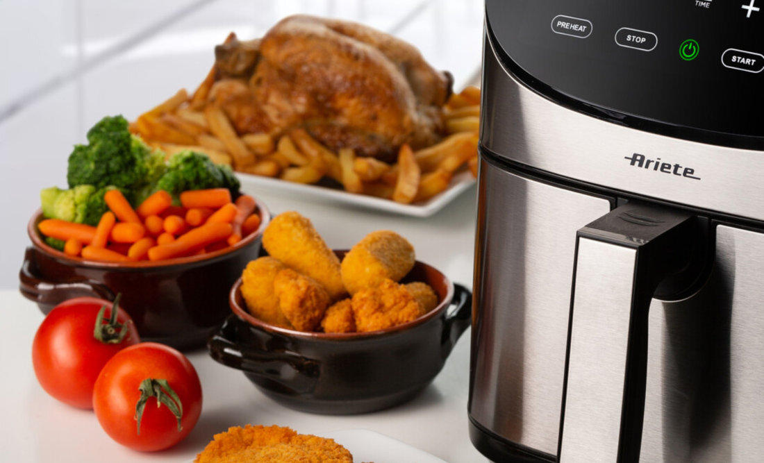Frytkownica beztłuszczowa ARIETE 4628/00 Air Fryer 7 Stalowy Funkcja grillowania ruszt grillowanie potrawy możliwości kurczak kiełbaski