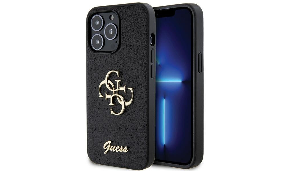 Etui GUESS Glitter Script Big 4G do Apple iPhone OCHRONA FUNKCJONALNOŚĆ DESIGN JAKOŚĆ PORTY WYCIĘCIA
