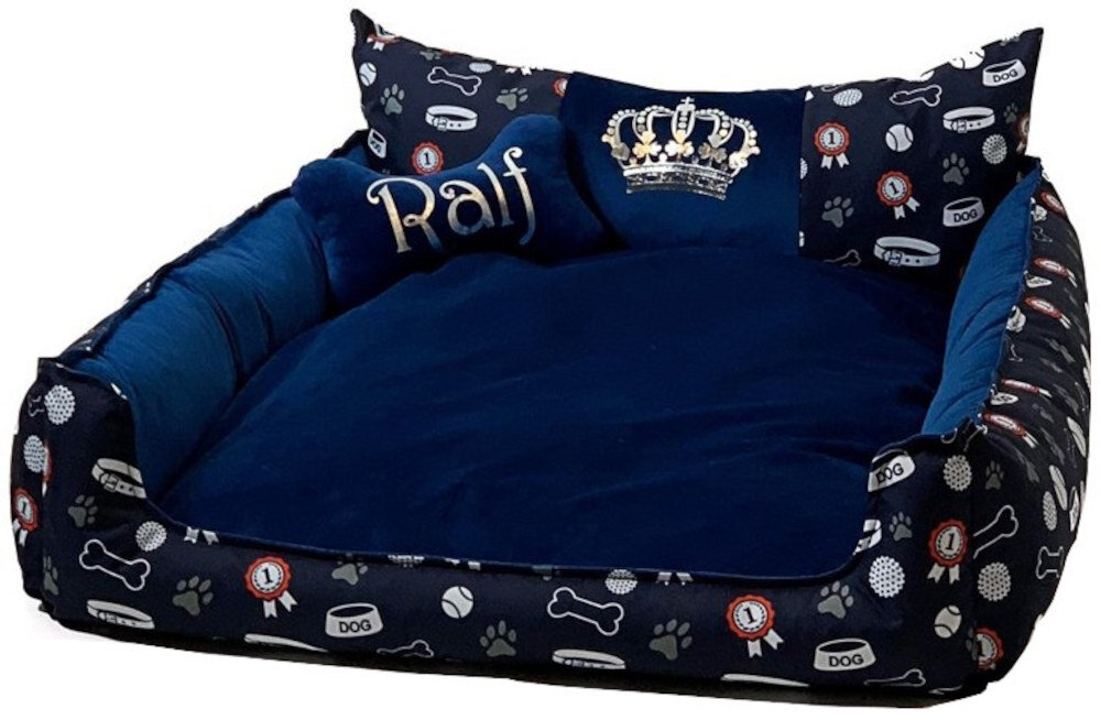 Legowisko dla psa GOGIFT Ralph XXL Granatowy 100 x 80 cm Antyalergiczne wypełnienie silikonowe włókno lekkie praktyczne czyszczenie higiena