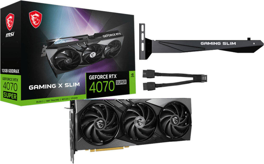 Karta graficzna MSI GeForce RTX 4070 Gaming X Slim 12GB DLSS 3 opakowanie zestaw