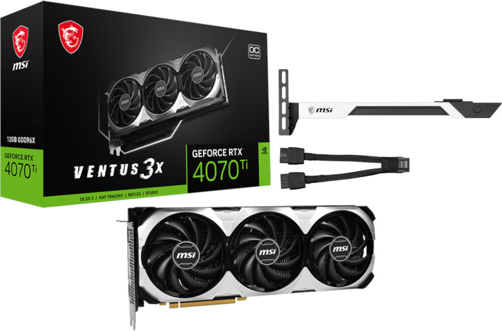 Karta graficzna MSI GeForce RTX 4070 Ti Ventus 3X 12GB DLSS 3 akcesoria zestaw