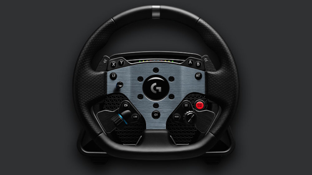 Kierownica LOGITECH G PRO Racing Wheel 941-000217 napęd symulator wyścigi dotykowe sprzężanie zwrotne regulacja technologie czas rzeczywisty układ PRO magnetyczne łopatki montaż biurko pedały