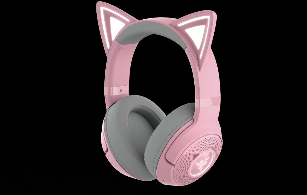 Słuchawki RAZER Kraken Kitty V2 BT Różowy design komfort lekkość dźwięk jakość wrażenia słuchowe ergonomia lekkość sport aktywność podróże czas pracy działanie akumulator