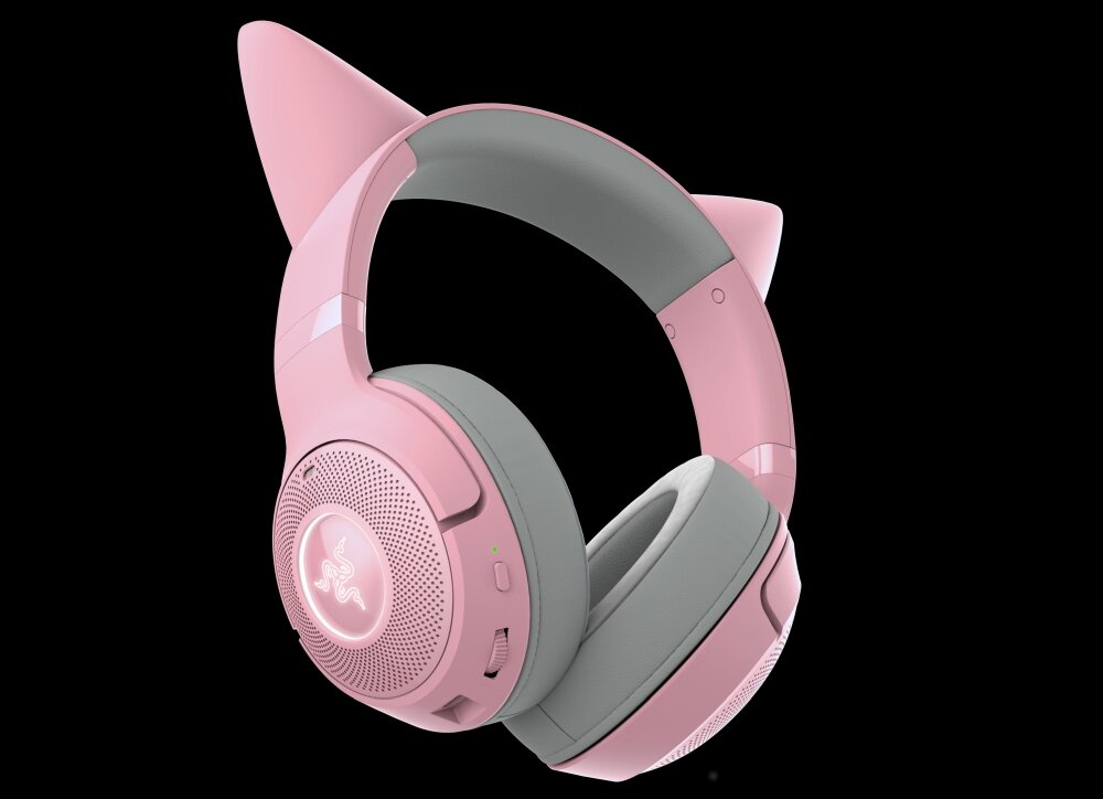 Słuchawki RAZER Kraken Kitty V2 BT Różowy design komfort lekkość dźwięk jakość wrażenia słuchowe ergonomia lekkość sport aktywność podróże czas pracy działanie akumulator