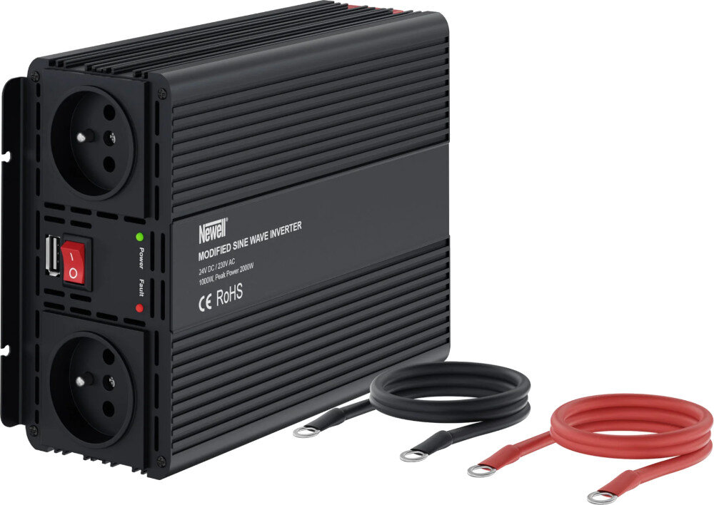 Przetwornica NEWELL NL3381 24V/230-240V 1000W Modyfikowana sinusoida opakowanie zawartość zestaw