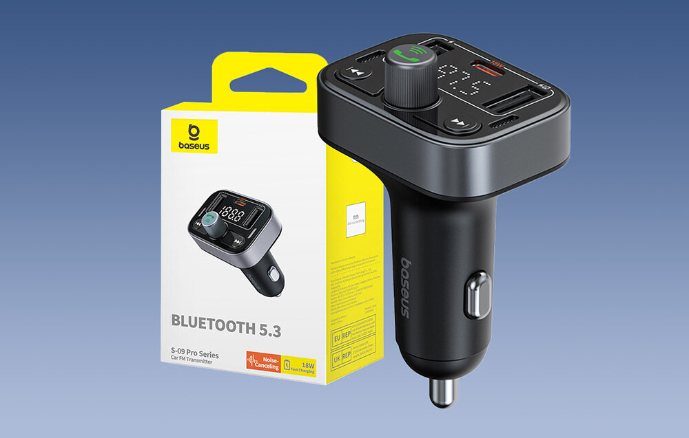 Transmiter FM BASEUS S-09 muzyka zmartwienia dźwięk port kontrola rozmowy bluetooth wbudowany mikrofon przycisk