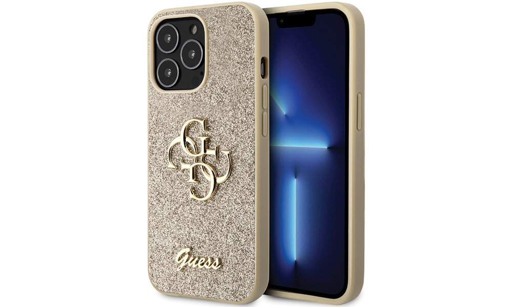 Etui GUESS Glitter Script Big 4G do Apple iPhone OCHRONA FUNKCJONALNOŚĆ DESIGN JAKOŚĆ PORTY WYCIĘCIA