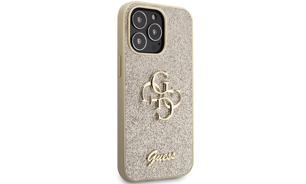 Etui GUESS Glitter Script Big 4G do Apple iPhone OCHRONA FUNKCJONALNOŚĆ DESIGN JAKOŚĆ PORTY WYCIĘCIA