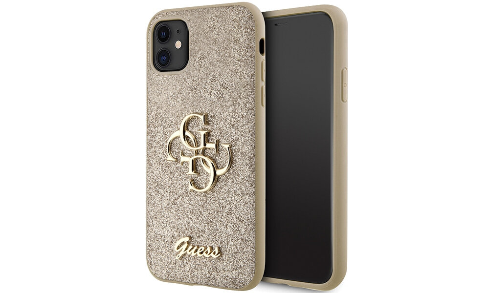 Etui GUESS Glitter Script Big 4G do Apple iPhone OCHRONA FUNKCJONALNOŚĆ DESIGN JAKOŚĆ PORTY WYCIĘCIA