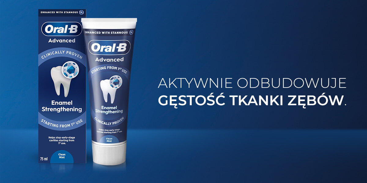 Pasta do zębów ORAL-B Advanced Enamel Strengthening Extra Fresh (Wzmacnianie szkliwa) 75 ml zdjęcie lifestyle Świadoma pielęgnacja