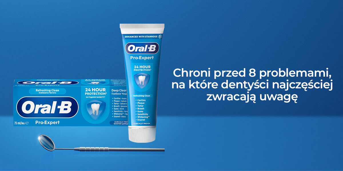 Pasta do zębów ORAL-B Pro-Expert Deep Clean (Odświeżająca czystość) 75 ml zdjęcie lifestyle działa na wielu obszarach Chroni i działa na 8 obszarów