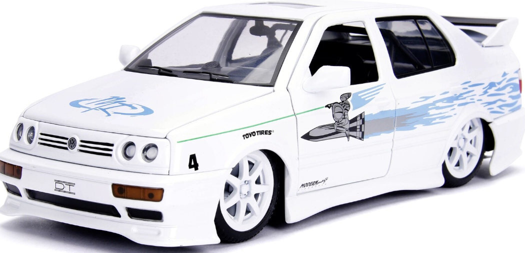 Samochód JADA TOYS Szybcy i wściekli 1995 Volkswagen Jetta zabawa realizm film ruchome obrotowe realistyczne