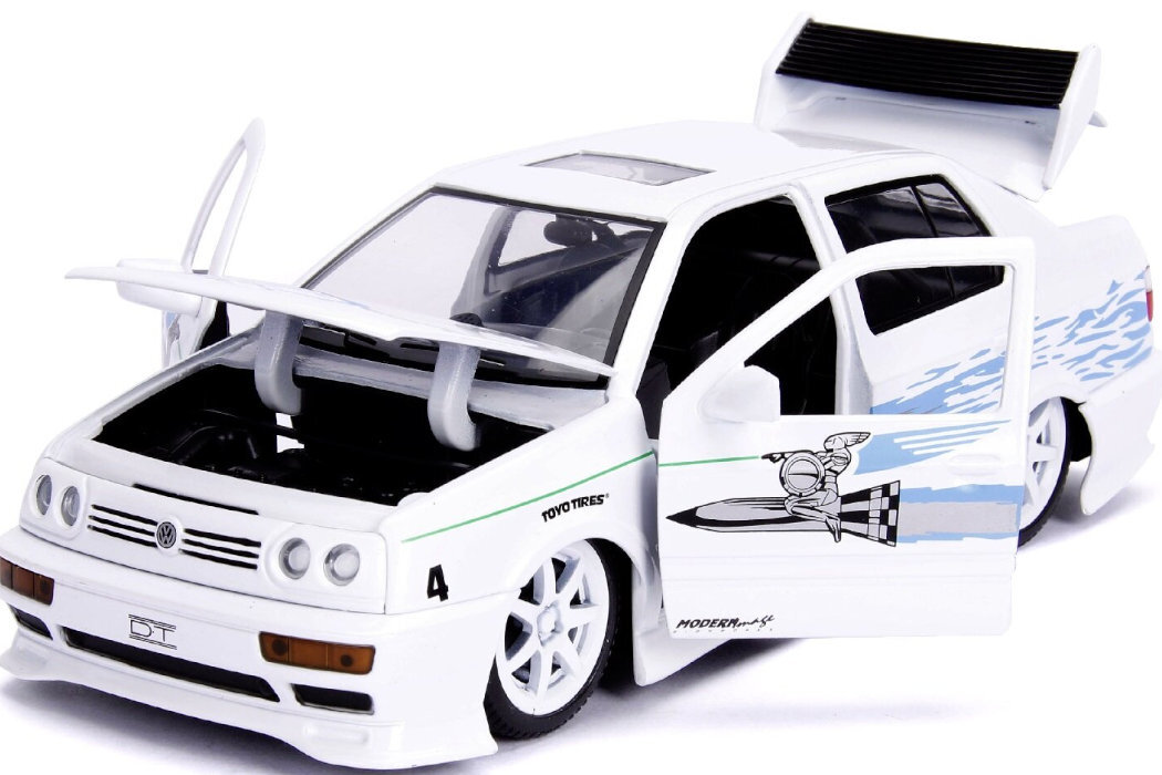 Samochód JADA TOYS Szybcy i wściekli 1995 Volkswagen Jetta zabawa realizm film ruchome obrotowe realistyczne