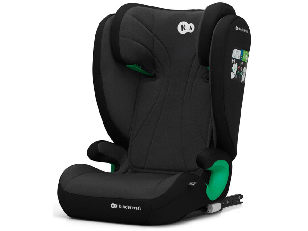 Fotelik samochodowy KINDERKRAFT Junior Fix 2 I-Size 15-36 kg Czarny innowacyjne rozwiazanie dla bezpiecznej podrozy najmlodszych norm R129 i-Size europejskie standardy bezpieczenstwa dla dzieci o masie ciala od 15 do 36 kg solidna ochrona komfort