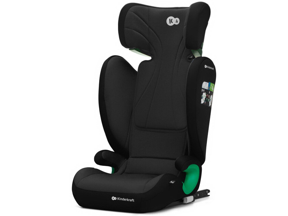 Fotelik samochodowy KINDERKRAFT Junior Fix 2 I-Size 15-36 kg Czarny bardzo wygodne miekkie siedzisko szerokie pokrowiec mozna zdjac i wyprac