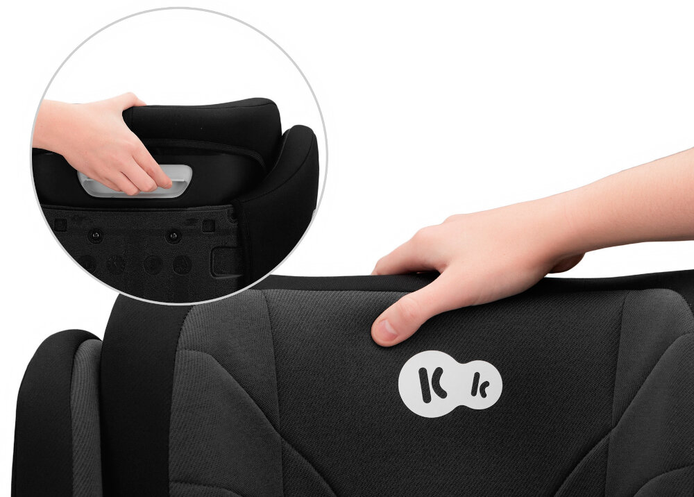 Fotelik samochodowy KINDERKRAFT Junior Fix 2 I-Size 15-36 kg Czarny 10-stopniowa regulacja wysokosci zaglowka miekkie wykonczenie