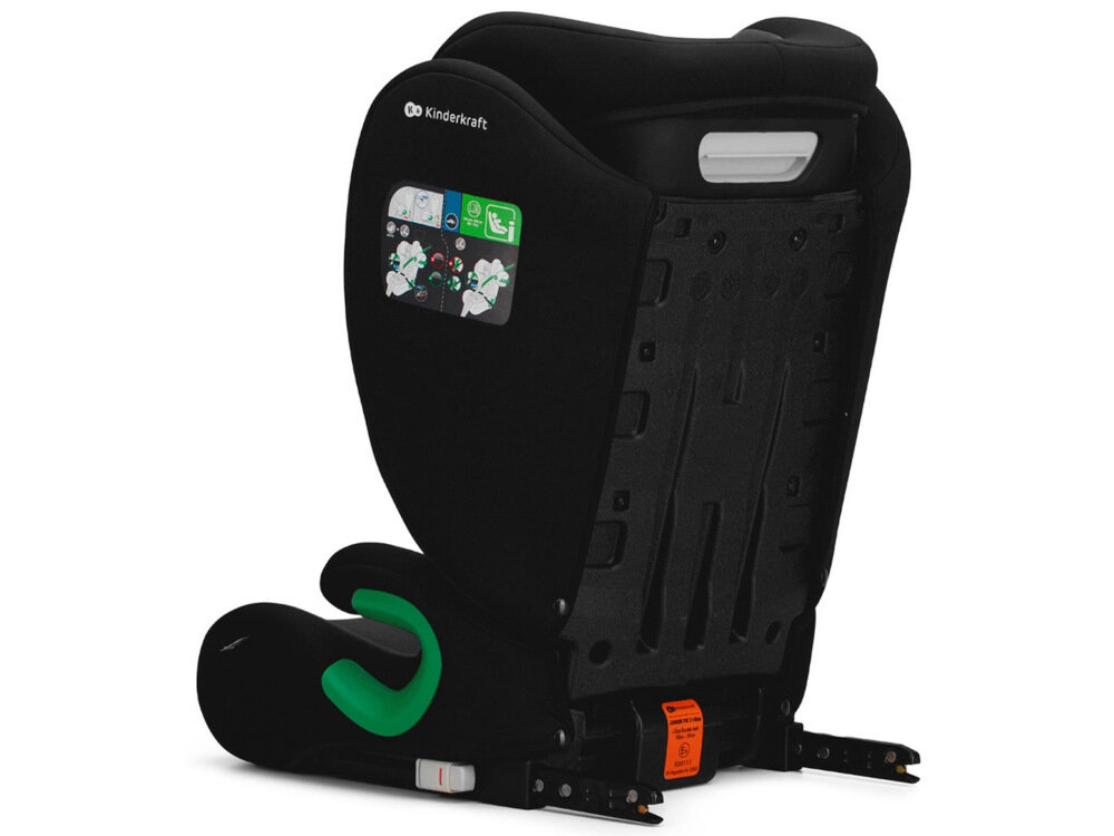 Fotelik samochodowy KINDERKRAFT Junior Fix 2 I-Size 15-36 kg Czarny system ISOFIX zielony wskaznik zlacza sa regulowane
