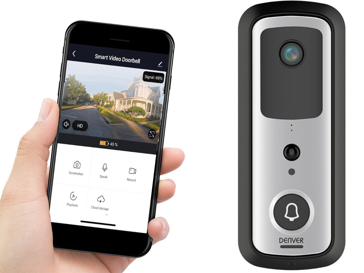 Zestaw wideodomofonowy DENVER SHV-120 Czarno-srebrny łączność Wi-Fi aplikacja powiadomienia