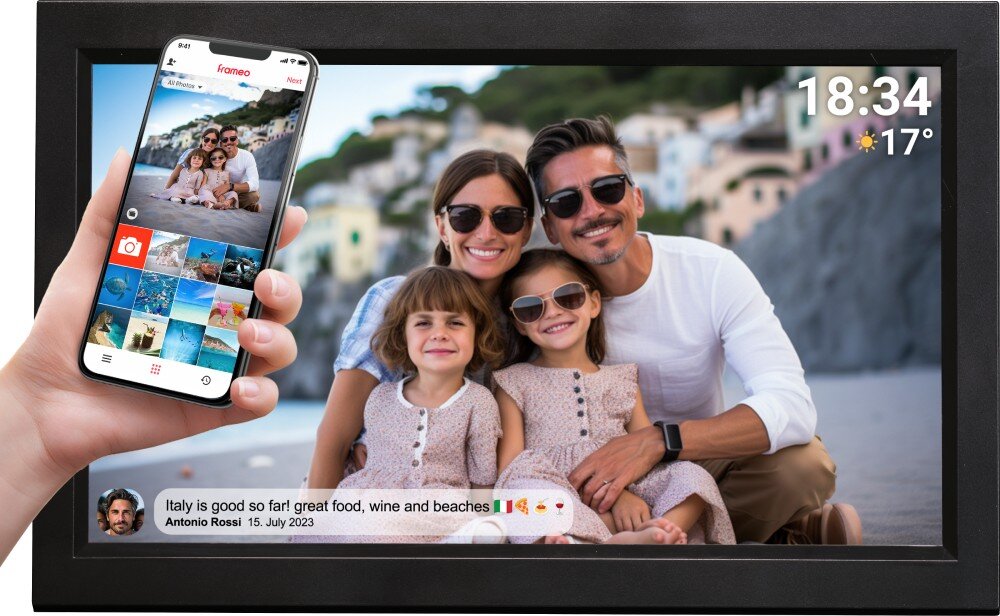 Ramka cyfrowa DENVER Frameo PFF-1503B Czarny aplikacja łączność przesyłanie