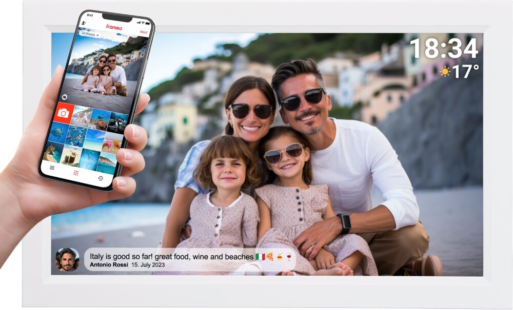 Ramka cyfrowa DENVER Frameo PFF-1503W Biały zastosowanie opis