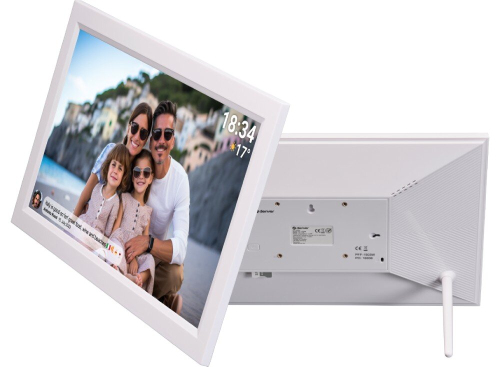Ramka cyfrowa DENVER Frameo PFF-1503W Biały funkcje timer długość wyświetlania głośniki