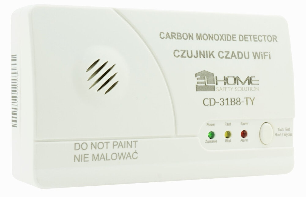 Czujnik tlenku węgla czadu EL HOME CD-31B8-TY innowacyjny wolnostojacy czujnik czadu zaawansowane technologie bezpieczenstwo domowe ciagly monitoring