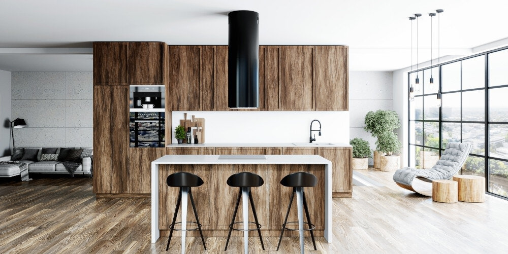 OKAP GLOBALO Heweno Isola 39.2 czarny montaż przyścienny nad wyspą kolor czarny stal nierdzewna jakość wygląd cicha praca wydajny