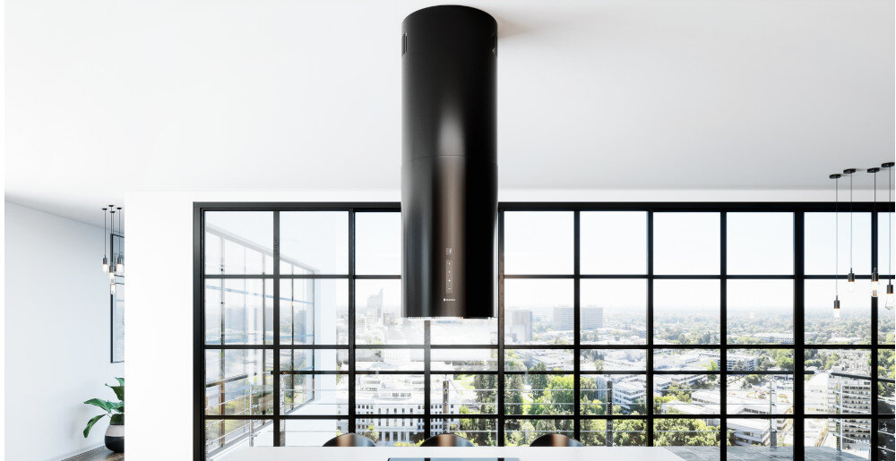 OKAP GLOBALO Heweno Isola 39.2 czarny wyciąg pochłaniacz rura wentylacja oczyszczanie powietrza