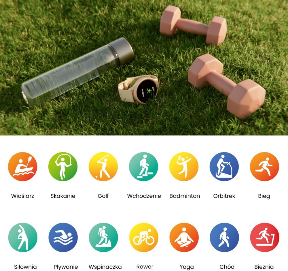 Smartwatch FOREVER Forevive 3 SB-340 ekran bateria czujniki zdrowie sport pasek ładowanie pojemność rozdzielczość łączność sterowanie krew puls rozmowy smartfon aplikacja