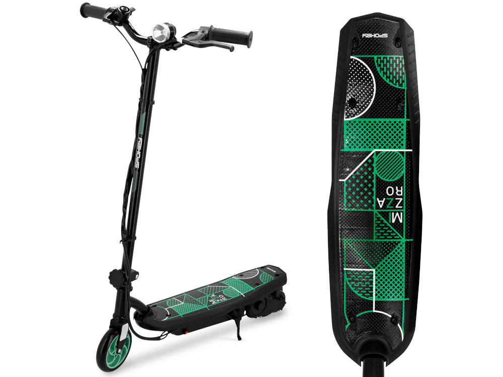 Hulajnoga elektryczna SPOKEY Mizzaro Czarno-zielony dla dzieci i nastoletkow naped elektryczny dla dzieci w wieku od 6 do 16 lat waga do 60 kg