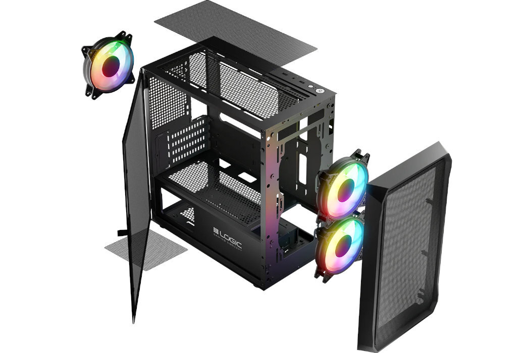 Obudowa LOGIC Portos Mini ARGB Filtry montaż aranżowania kabli panel